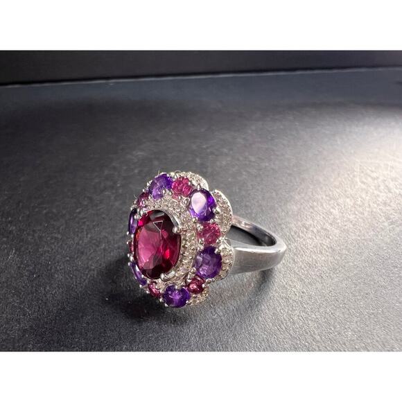 NEW rhodolite garnet and amethyst ring in sterling silver size 7 - Picture 10 of 16